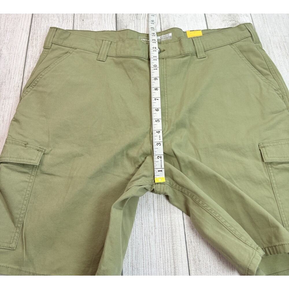 Carhartt Men’s Rugged Flex Relaxed Canvas Cargo Work Short Green Size 42 - Picture 3 of 7